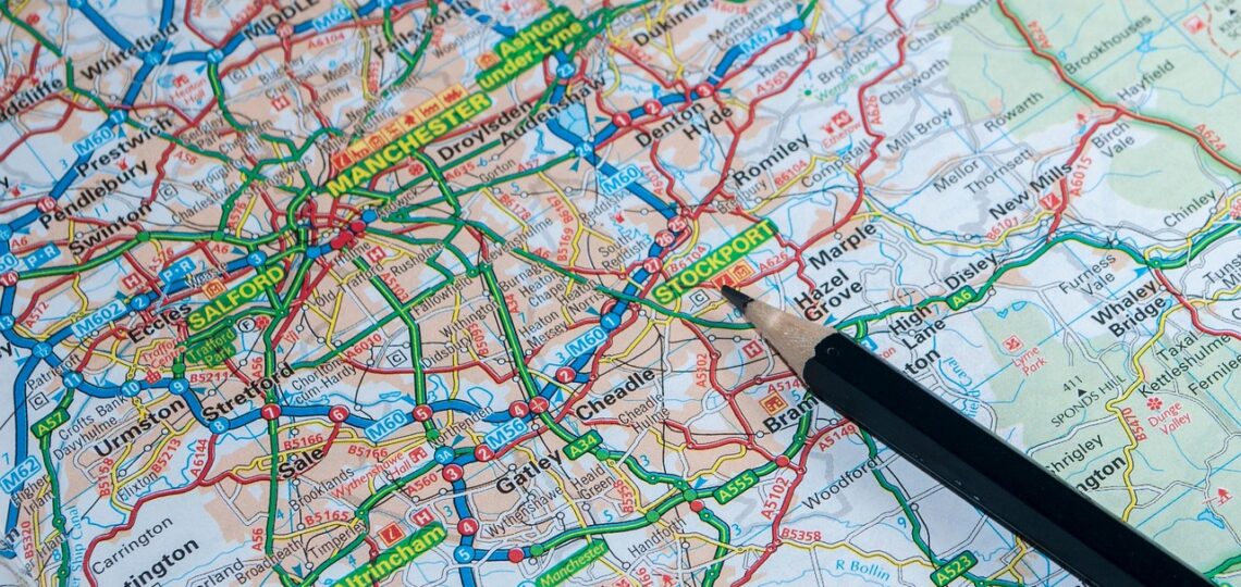 Imagen de un mapa con varias conexiones y rutas